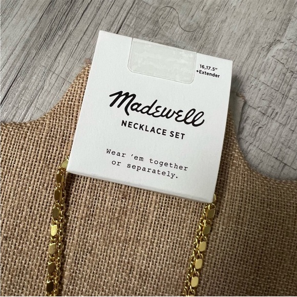 NWT MADEWELL Two-Piece Chain Necklace Set in Vintage Gold - Picture 5 of 6